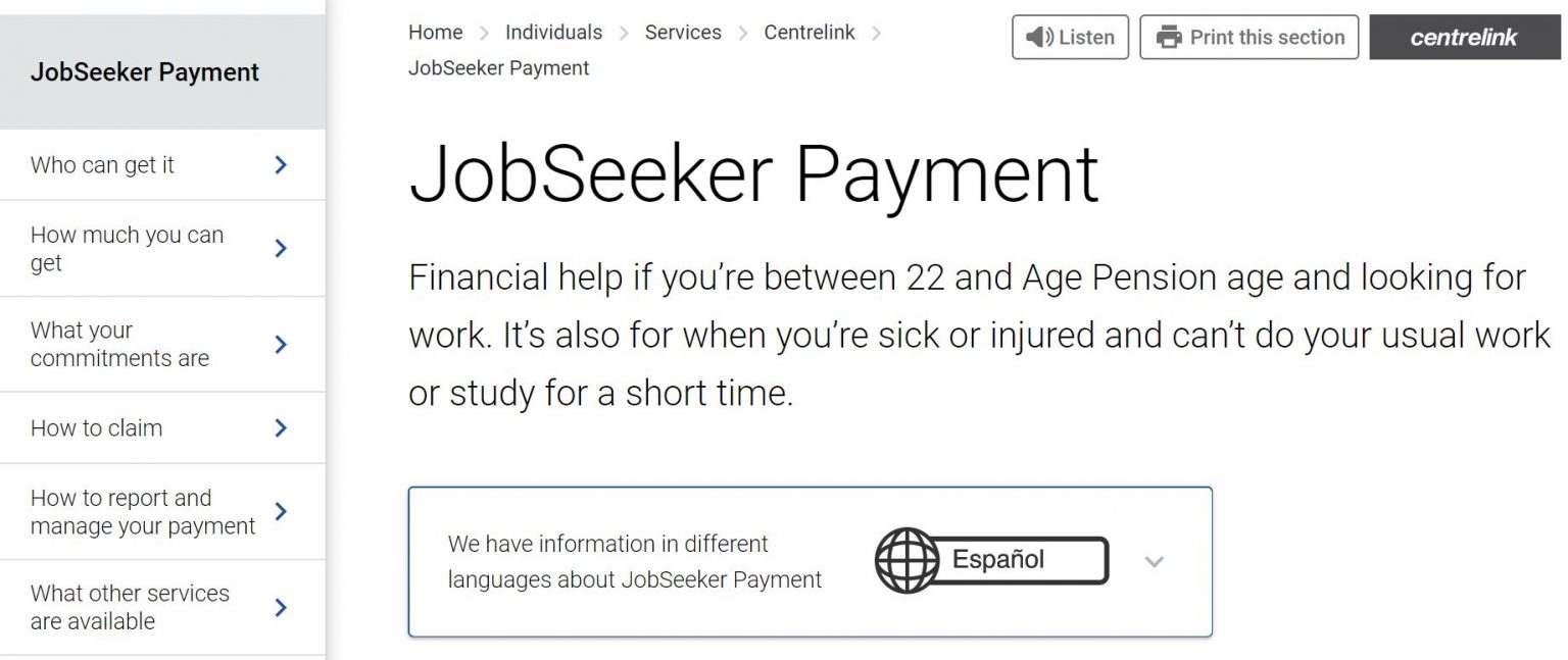 Jobseekers payments phone number